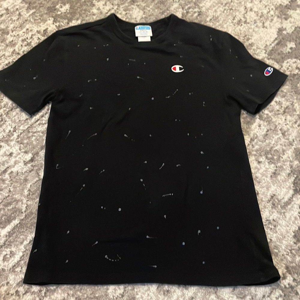 Black, Grey paint splattered T